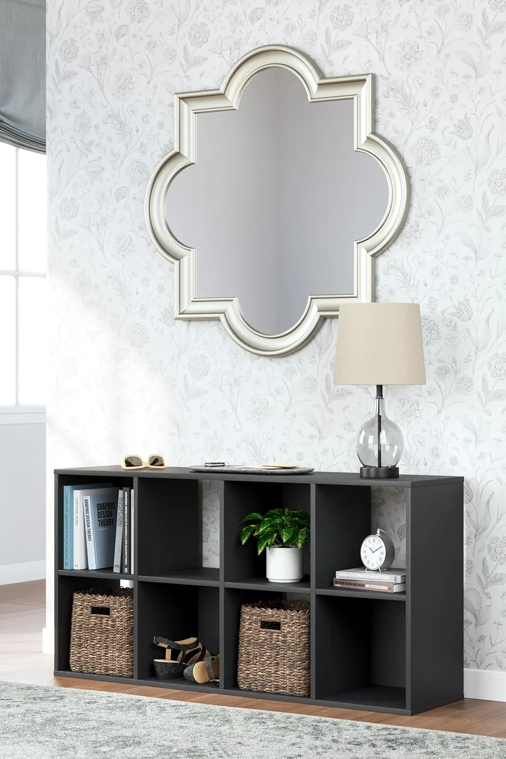 Signature Design by Ashley Langdrew 8 Cube Storage Organizer or Bookcase, Black