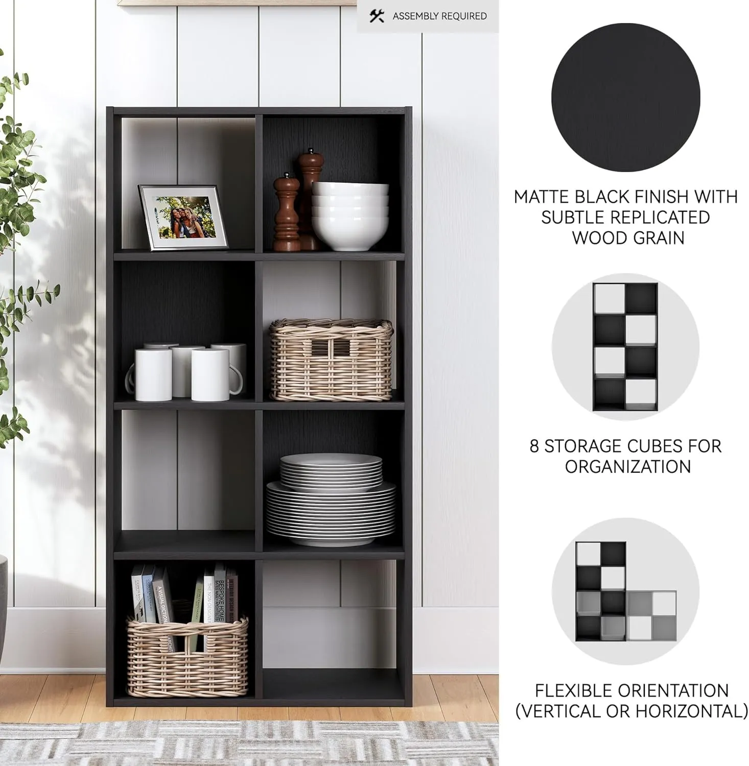 Signature Design by Ashley Langdrew 8 Cube Storage Organizer or Bookcase, Black