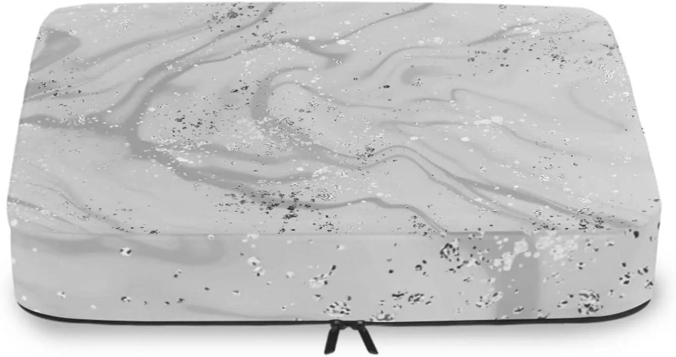 Silver Liquid Marble Artistic Painting with Silver Dust Texture 4 PCs Set Packing Bags, Luggage Organizer Bag, Portable Cube Toiletry bag, Durable Travel Cosmetic Storage Bag for Men Women
