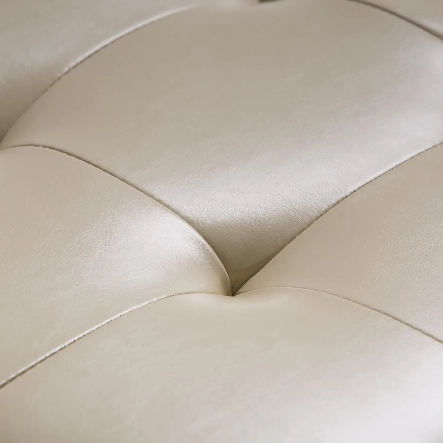 SIMPLIHOME Cosmopolitan 34 inch Wide Transitional Rectangle Storage Ottoman in Satin Cream Vegan Faux Leather, Assembled, For the Living Room, Entryway and Family Room
