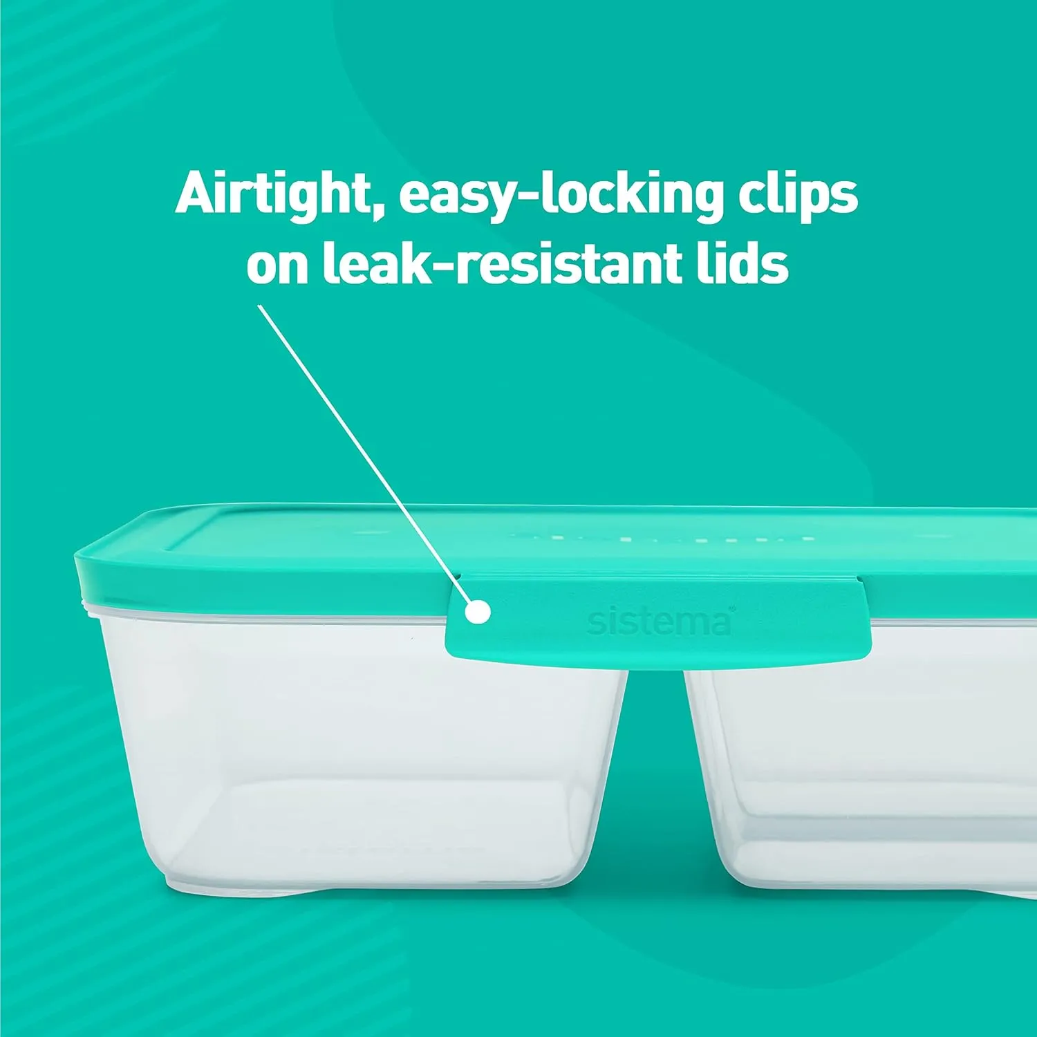Sistema Nest It Meal Prep Food Storage Containers with Lids, 3 Compartments, 8 Cups, 5-Pack, Teal