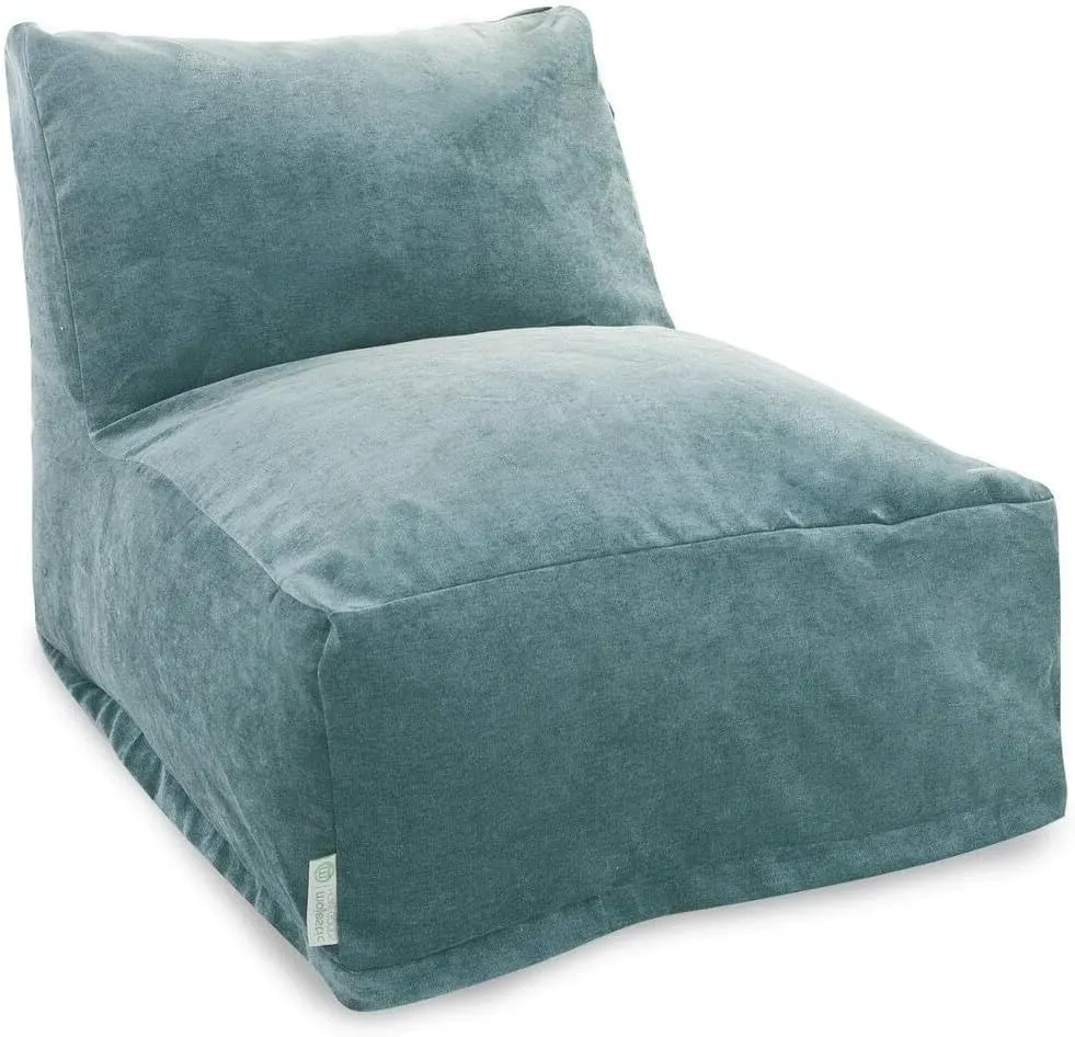 Sky Blue Adult Bean Bag Chair in Soft 100-Micro Velvet Fabric, 36" L X 27" W X 24" H | Modern Design, Zippered Slipcover, Polystyrene Beads, Waterproof Base