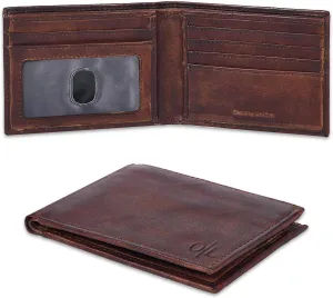 Slim Leather Wallet for Men - RFID Blocking Slim Minimalist Front Pocket - Thin & Stylish with ID Window, Gift For Men