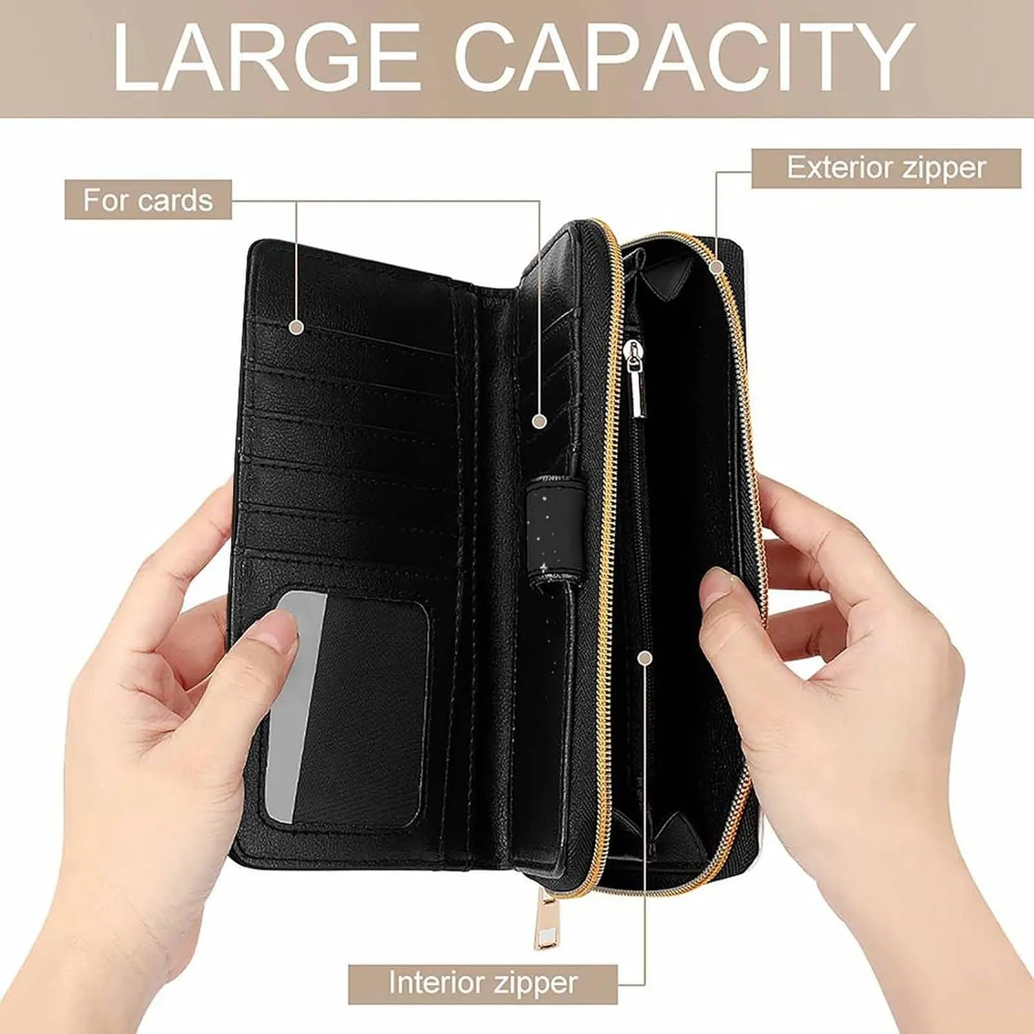 Slim Wallet for Women Men Leather Wallet,Black And White Painting Credit Card Holder Clutch Purses for Women, Available in Multiple Styles