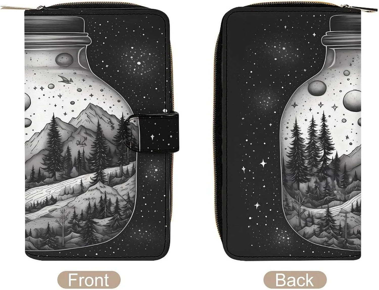 Slim Wallet for Women Men Leather Wallet,Black And White Painting Credit Card Holder Clutch Purses for Women, Available in Multiple Styles