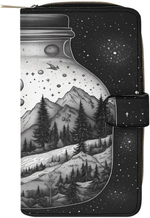Slim Wallet for Women Men Leather Wallet,Black And White Painting Credit Card Holder Clutch Purses for Women, Available in Multiple Styles