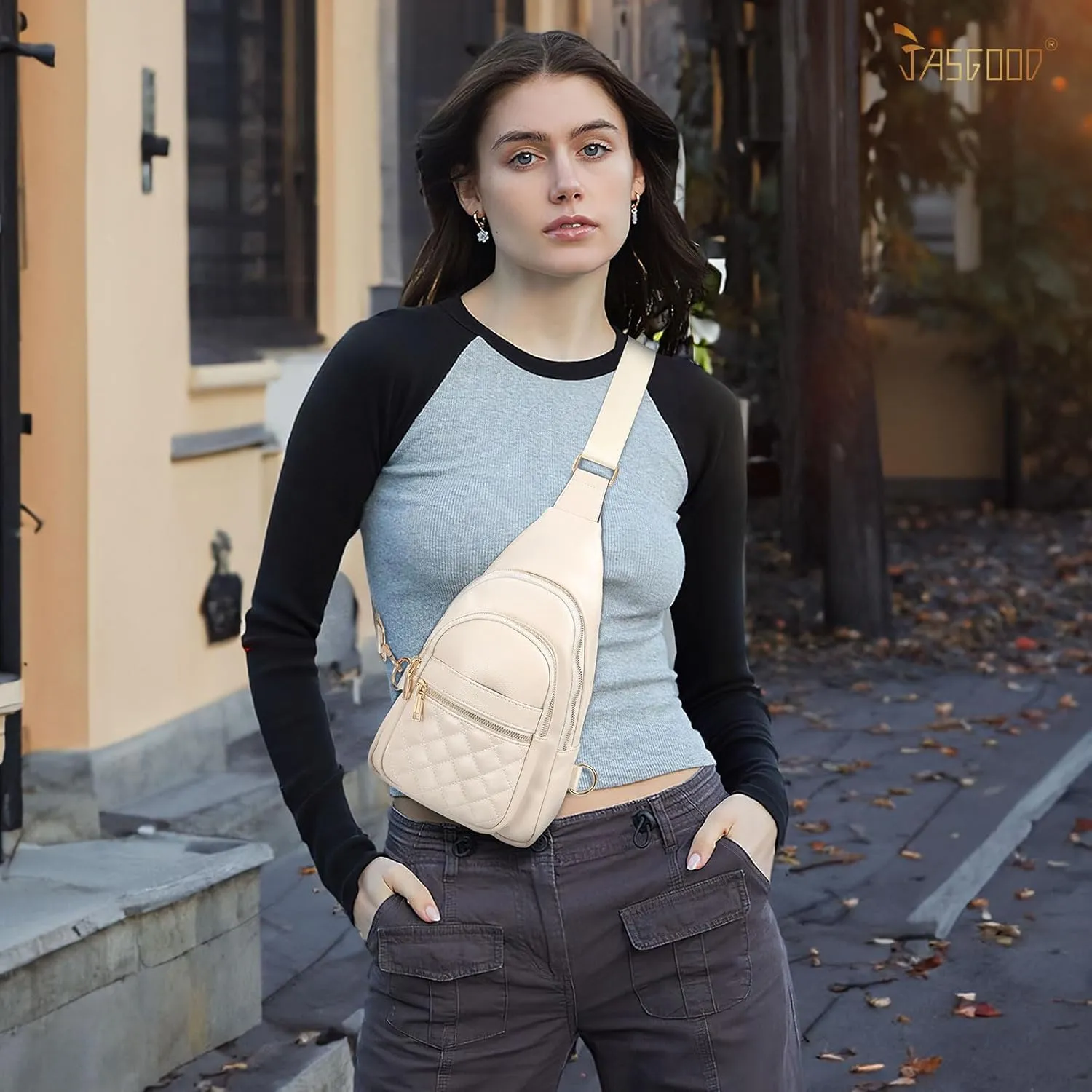 Sling Bag for Women Crossbody Leather Fanny Packs Chest Bag Fashion Sling Backpack Travel JASGOOD