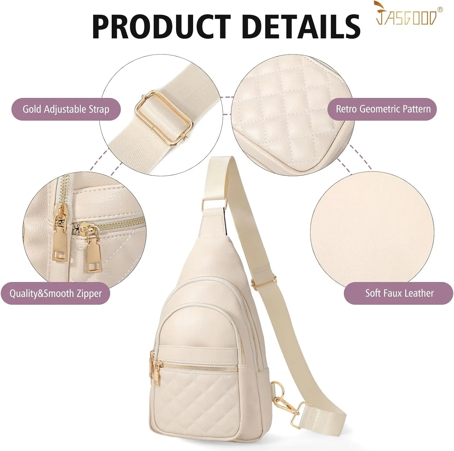 Sling Bag for Women Crossbody Leather Fanny Packs Chest Bag Fashion Sling Backpack Travel JASGOOD