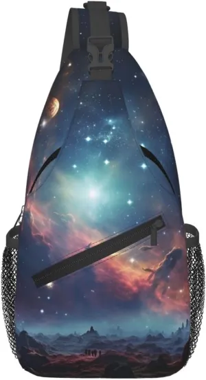 Sling Bag for Women Men Chest Bag Space with Cluster Crossbody Bag Sling Backpack Fanny Packs Hiking Daypack for Travel