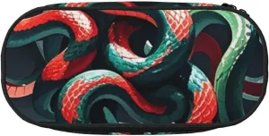 Slithering Symphony Print Pencil Case Bag, Small Cute Pen Organizer Capacity with Zipper Compartment for Office Work