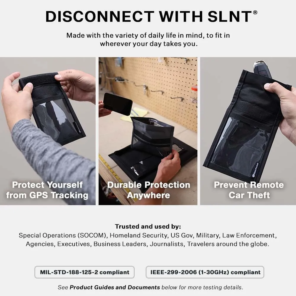 SLNT Quick Access Key Fob Faraday Bag w/Silent Pocket - Weatherproof Signal Blocking Nylon, Device Shielding for Key Fobs, Smart Watches, AirPods - Travel, Privacy & Anti-Hacking (Royal Blue, Small)