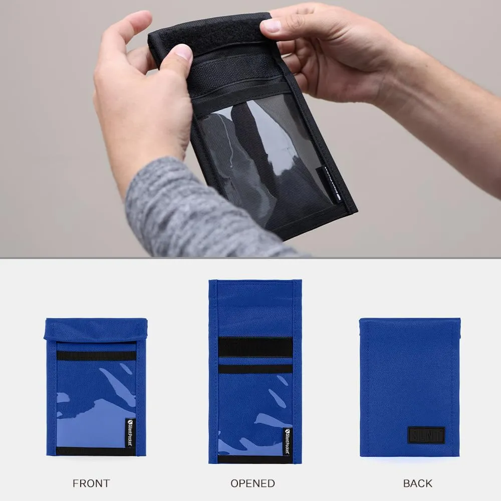 SLNT Quick Access Key Fob Faraday Bag w/Silent Pocket - Weatherproof Signal Blocking Nylon, Device Shielding for Key Fobs, Smart Watches, AirPods - Travel, Privacy & Anti-Hacking (Royal Blue, Small)