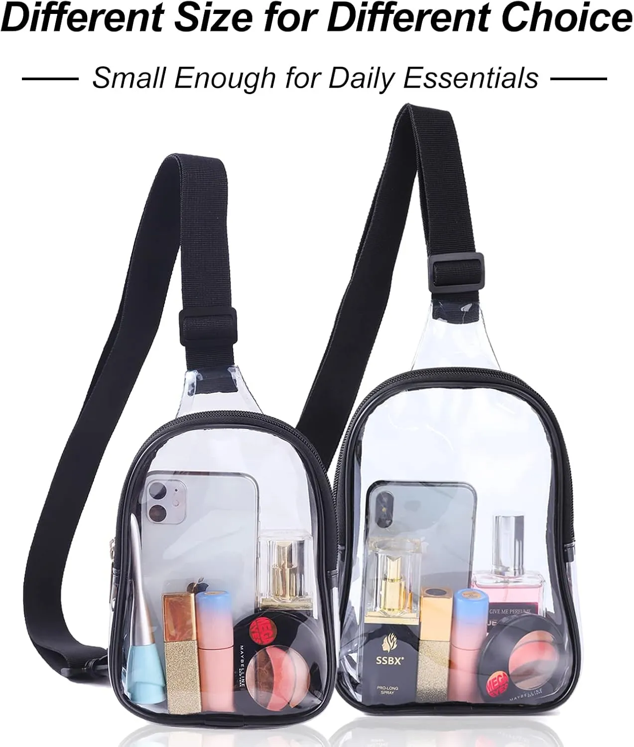 Small Clear Sling Bag, Clear Bag Stadium Approved, Transparent Crossbody Fanny Pack for Women Men