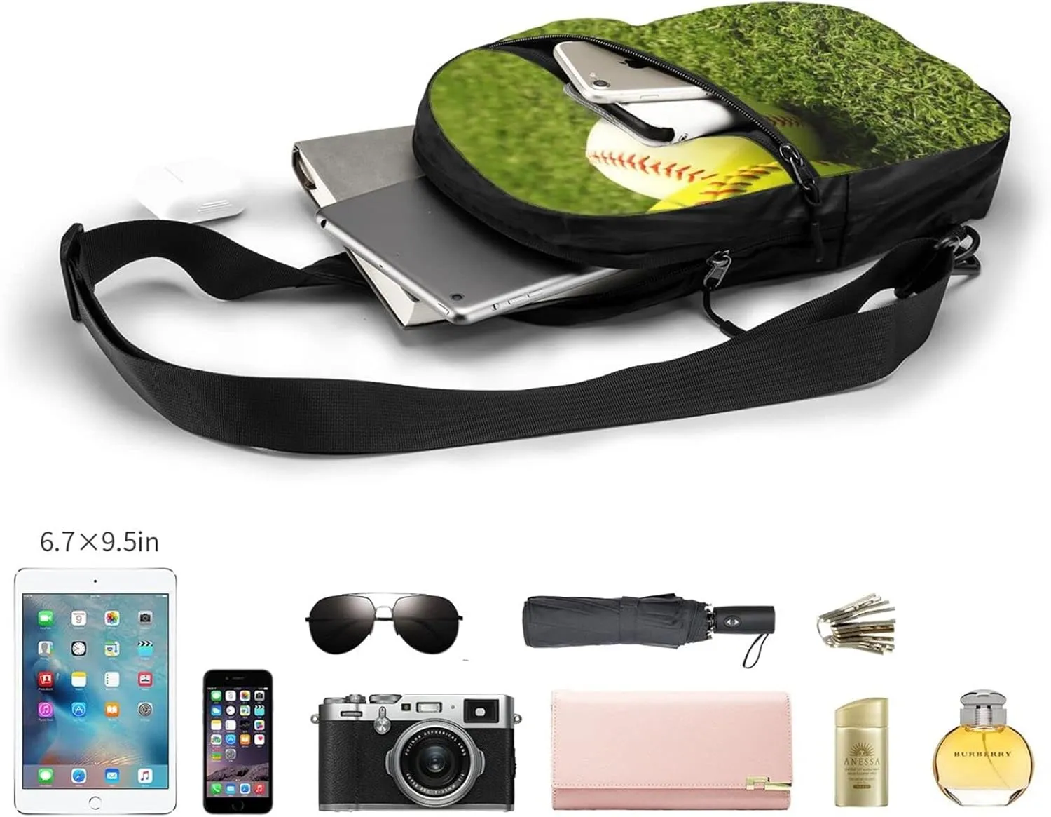 Small Crossbody Sling Backpack Anti Theft Backpack For Traveling Chest Grass Baseball Softball Shoulder Bag For Men Women