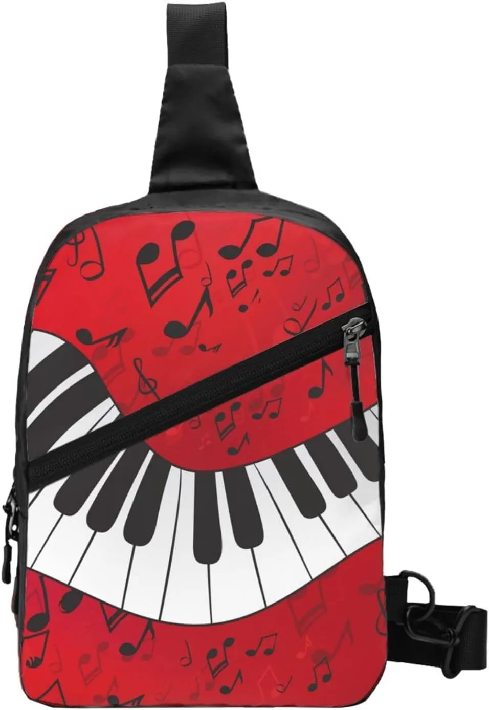 Small Crossbody Sling Backpack Anti Theft Backpack For Traveling Chest Music Note Piano Shoulder Bag For Men Women