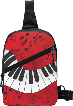 Small Crossbody Sling Backpack Anti Theft Backpack For Traveling Chest Music Note Piano Shoulder Bag For Men Women