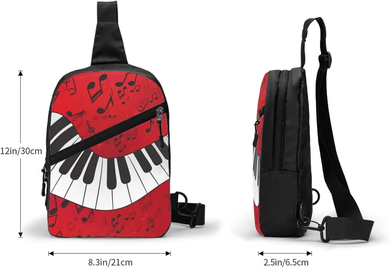 Small Crossbody Sling Backpack Anti Theft Backpack For Traveling Chest Music Note Piano Shoulder Bag For Men Women