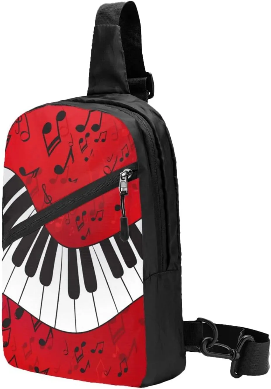 Small Crossbody Sling Backpack Anti Theft Backpack For Traveling Chest Music Note Piano Shoulder Bag For Men Women