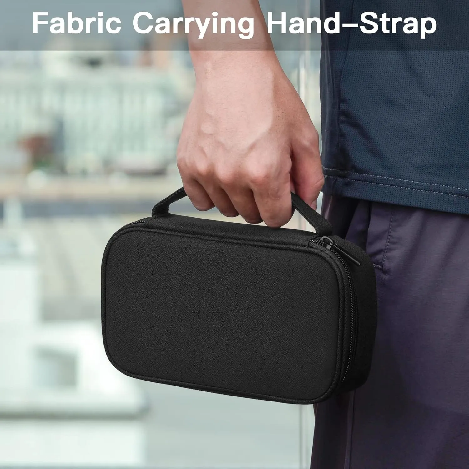 Small Electronics Carrying Case, Charge Organizer Bag for Cable & Cords, Travel Tech Accessories, External Hard Drive (Small, Black)
