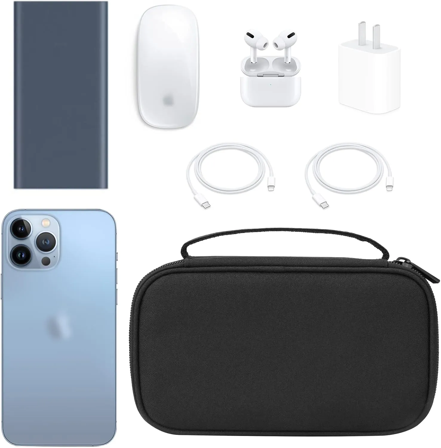 Small Electronics Carrying Case, Charge Organizer Bag for Cable & Cords, Travel Tech Accessories, External Hard Drive (Small, Black)