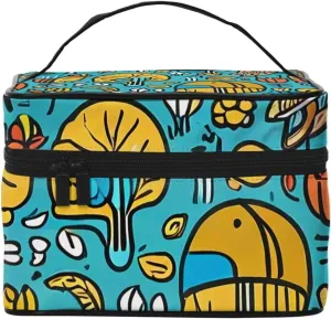 Small Left and right brain Print Makeup Bag,Travel Cosmetic Bag with Zipper for Women Square Make Up Bags Organizer