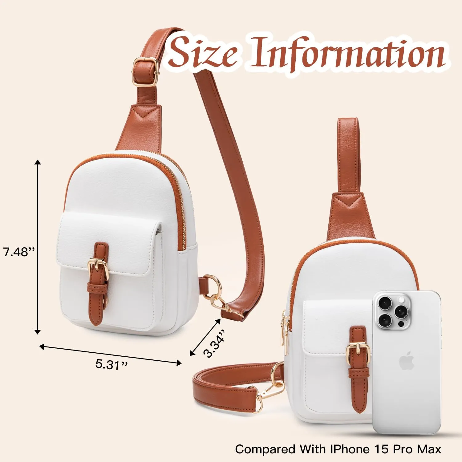 Small Sling Bag Fanny Pack for Girls Vegan Leather 3 Pockets Crossbody Purse for Women Gift for Teen Girls Stuff