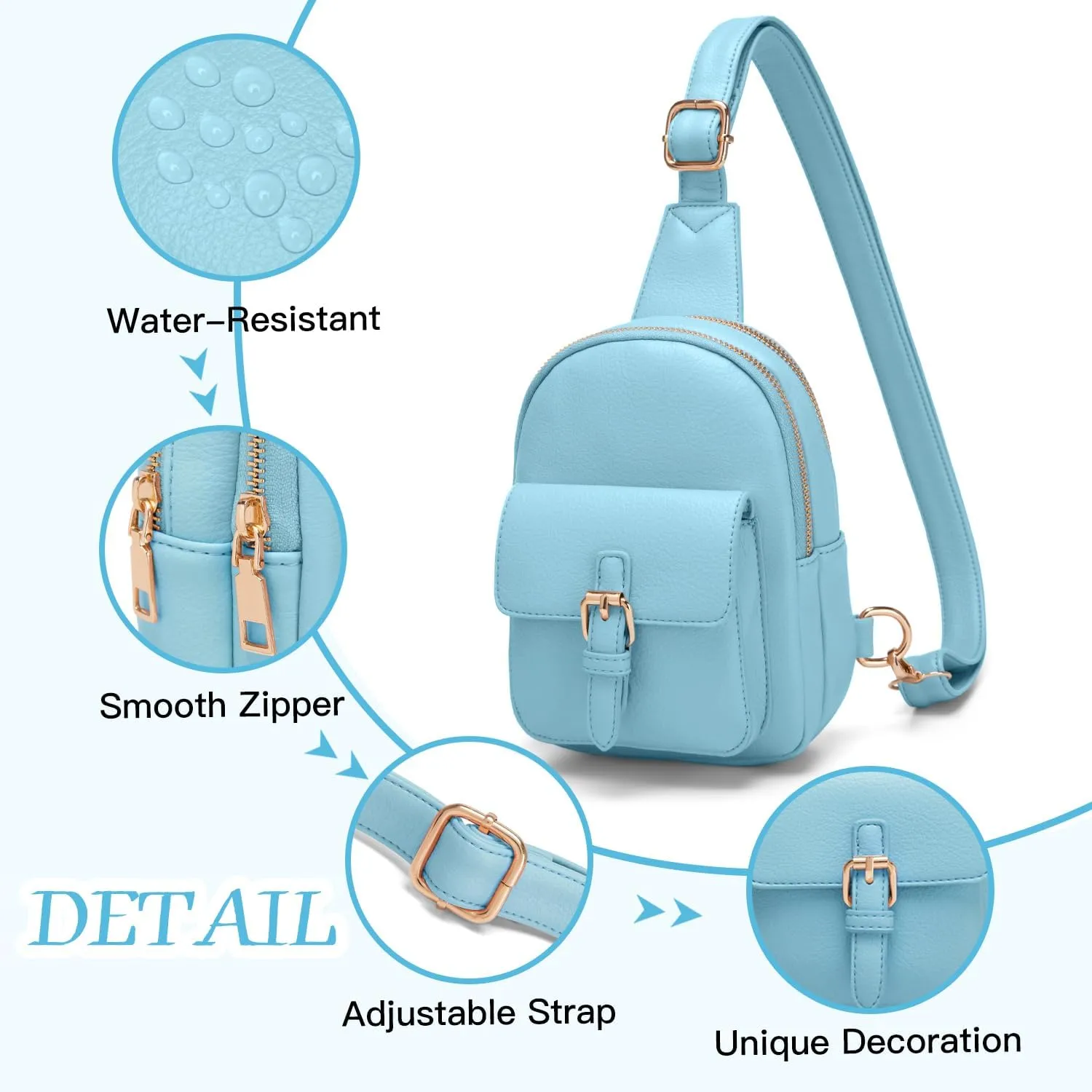 Small Sling Bag Fanny Pack for Girls Vegan Leather 3 Pockets Crossbody Purse for Women Gift for Teen Girls Stuff
