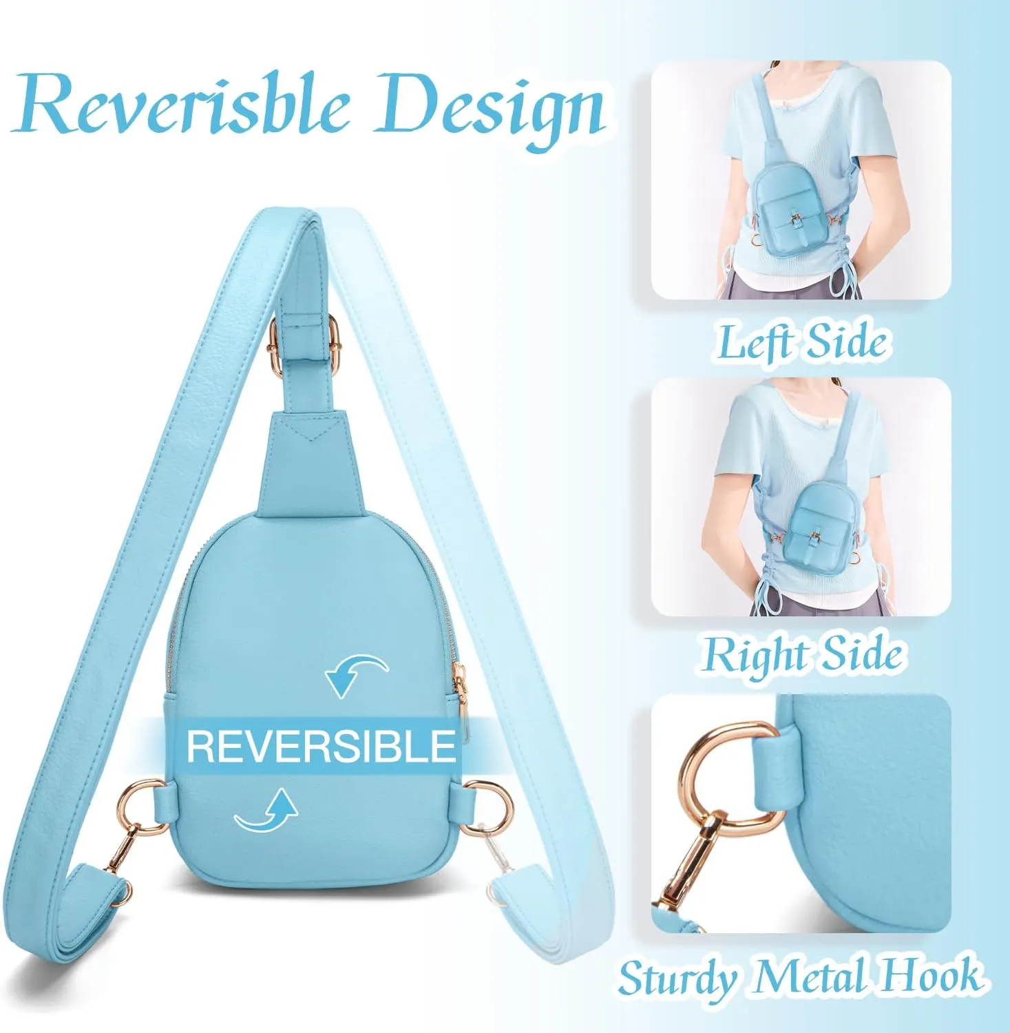 Small Sling Bag Fanny Pack for Girls Vegan Leather 3 Pockets Crossbody Purse for Women Gift for Teen Girls Stuff