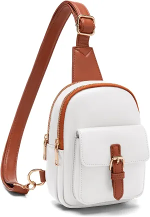 Small Sling Bag Fanny Pack for Girls Vegan Leather 3 Pockets Crossbody Purse for Women Gift for Teen Girls Stuff