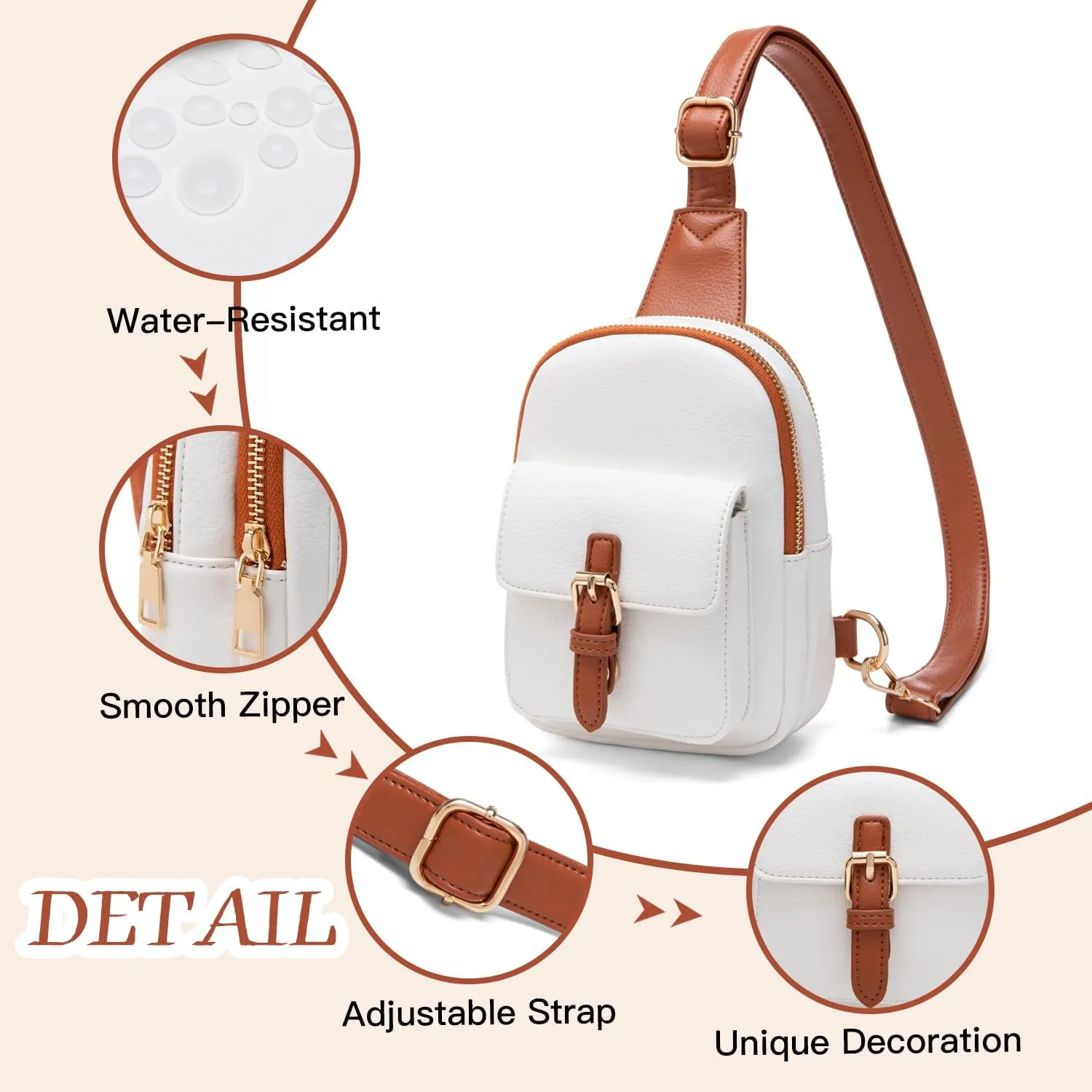 Small Sling Bag Fanny Pack for Girls Vegan Leather 3 Pockets Crossbody Purse for Women Gift for Teen Girls Stuff