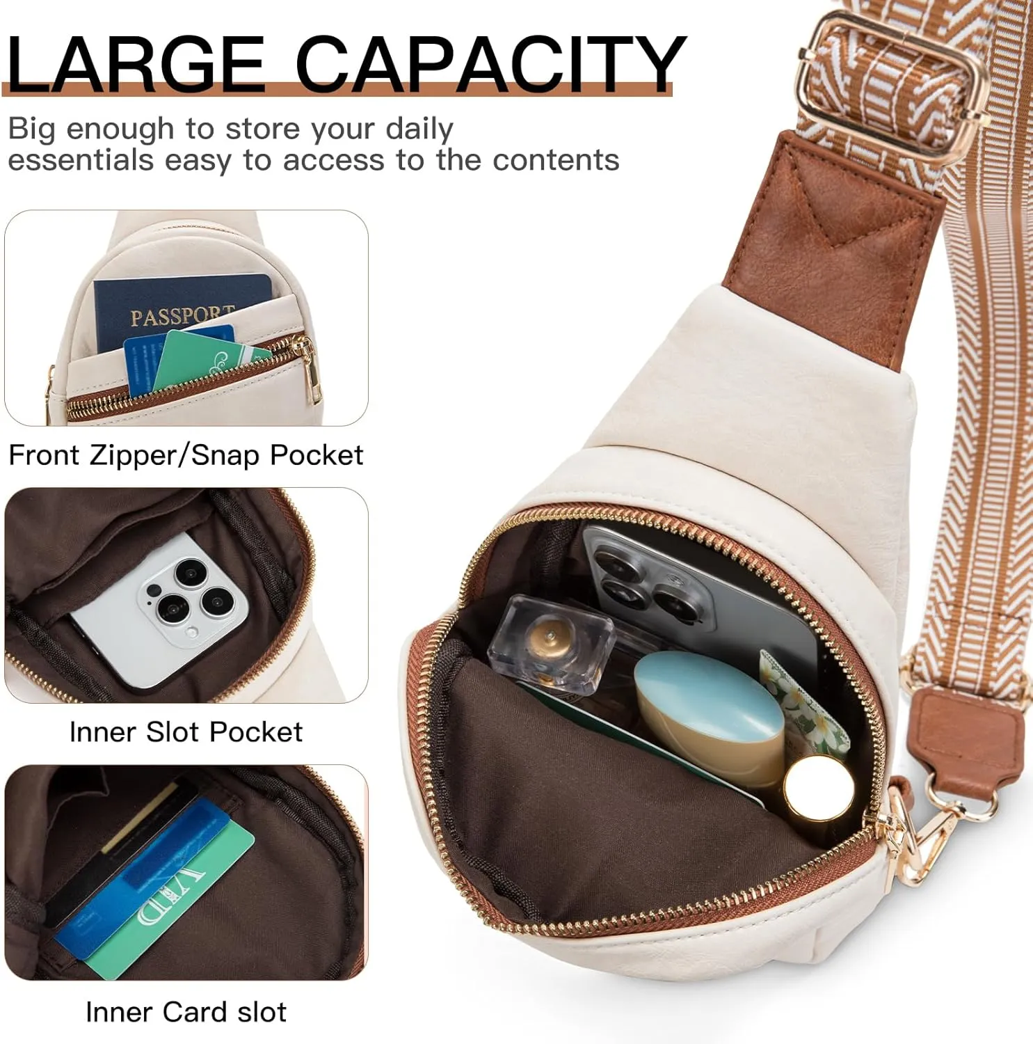 Small Sling Bag for Women - Vegan Leather Crossbody Purse with Fanny Pack Style for Women