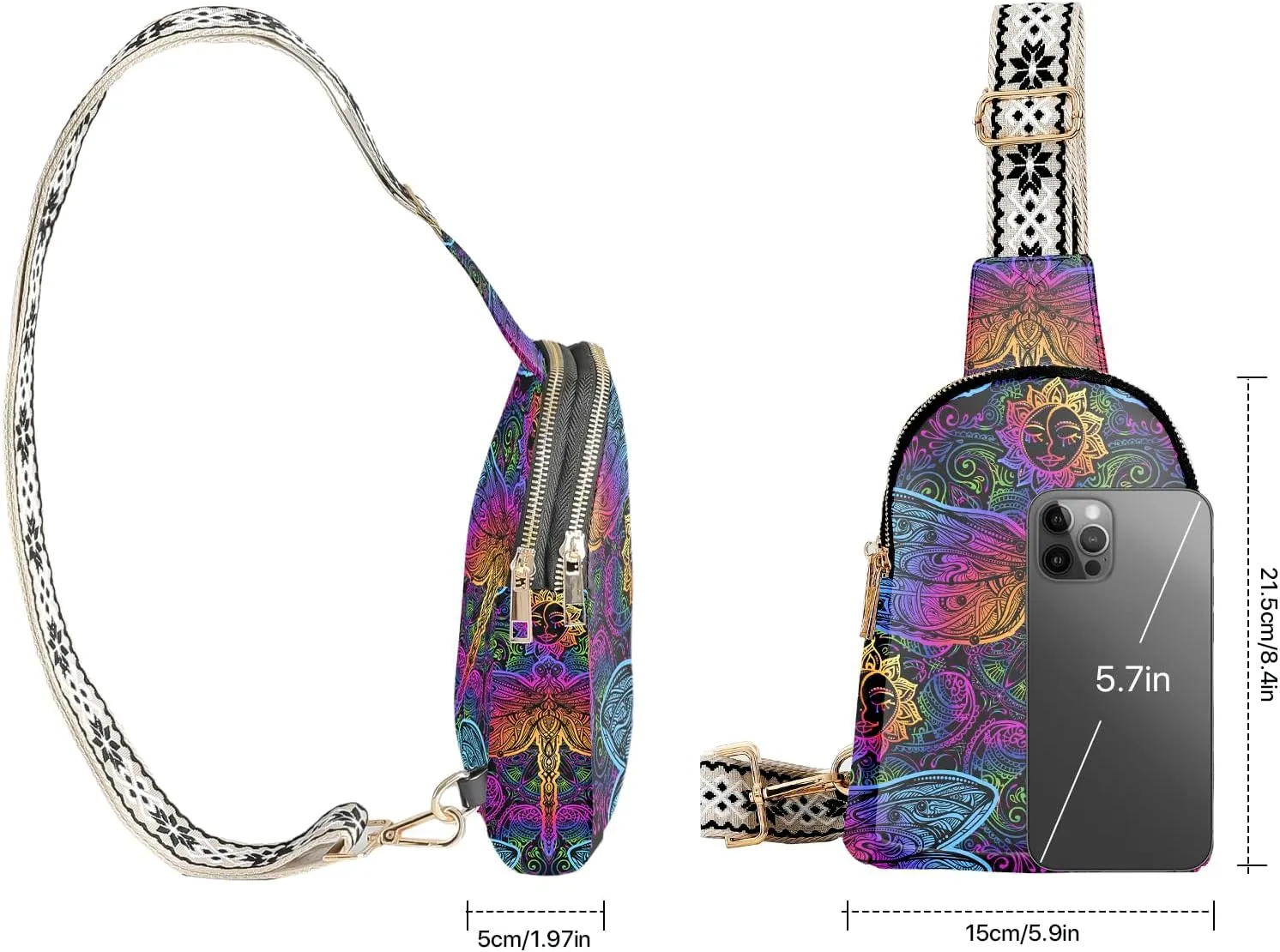 Small Sling Bag Leather Fanny Packs for Women Crossbody Purses Travel Chest Casual Daypacks