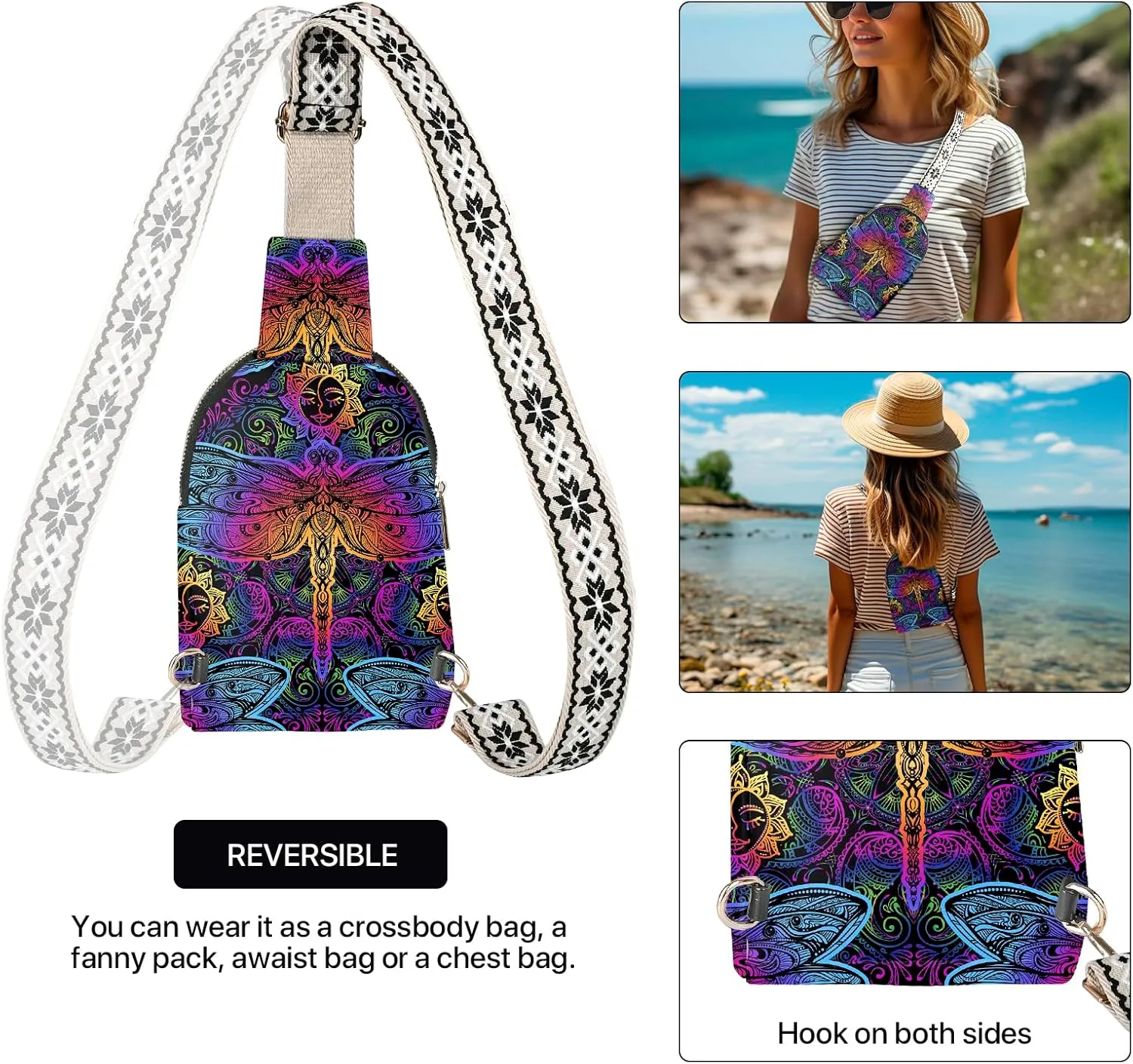 Small Sling Bag Leather Fanny Packs for Women Crossbody Purses Travel Chest Casual Daypacks