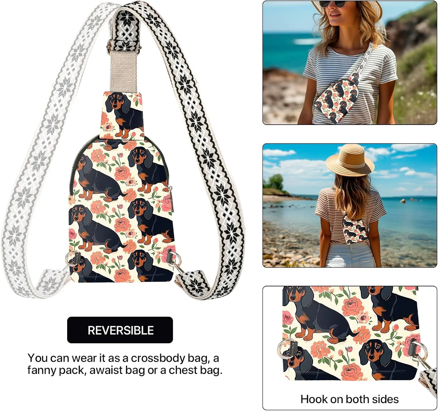 Small Sling Bag Leather Fanny Packs for Women Crossbody Purses Travel Chest Casual Daypacks