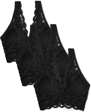 Smart & Sexy Women's Lace Deep V Wireless Bralette – Comfortable & Stylish, Multi-Packs Available