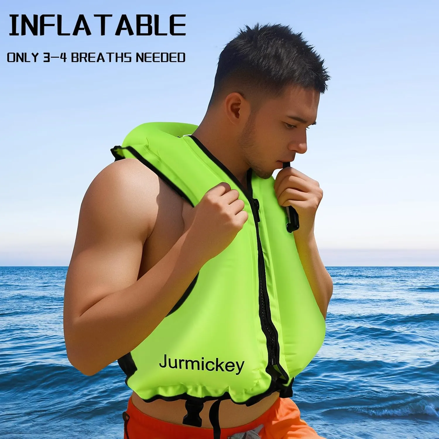 Snorkel Vest for Adults, Inflatable Snorkeling Vest for Men & Women, Portable Swim Jacket & Buoyancy Vest for Snorkeling, Swimming, Kayaking, Boating