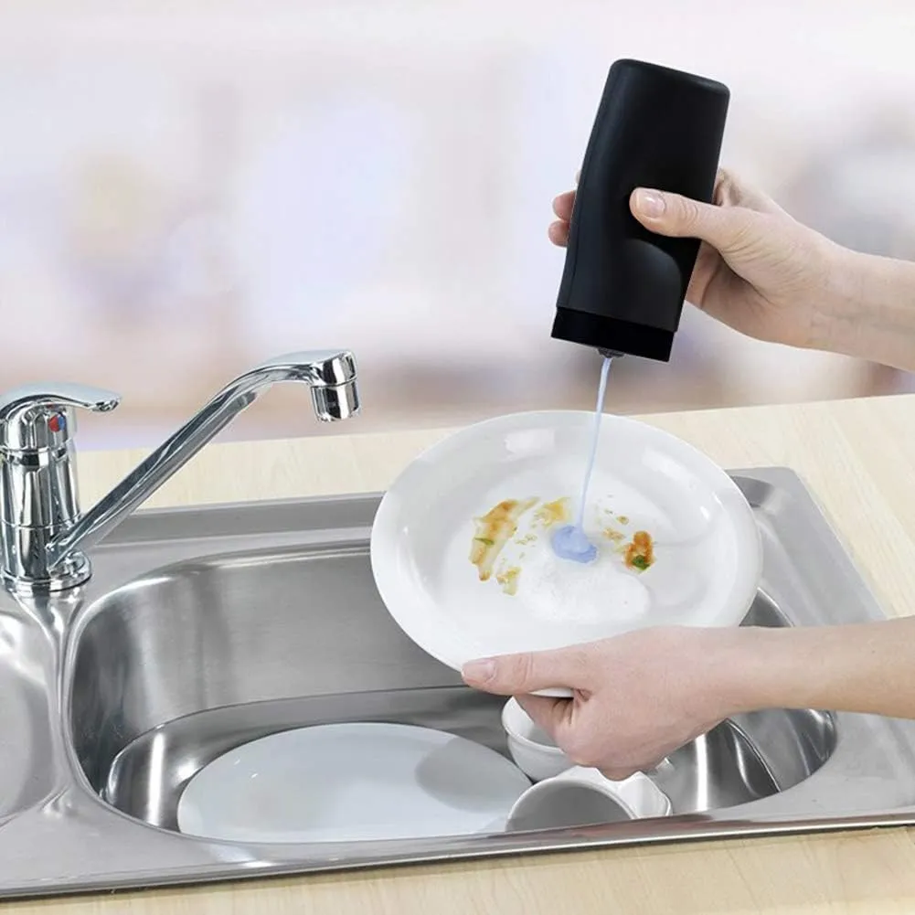 Soap Dispenser, Liquid Dish Soap Dispenser Squeeze Bottle, Silicone Divided Bottle Squeeze Type Hand Soap Essential Oil Lotion Dispensing Black