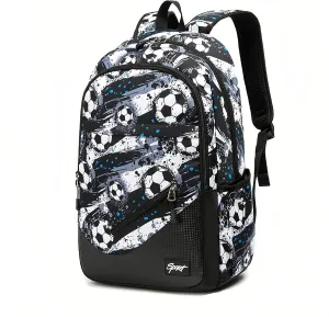 Soccer-Print Boys Backpack for School Kids Bookbag for Elementary School Football School Bag for Teens
