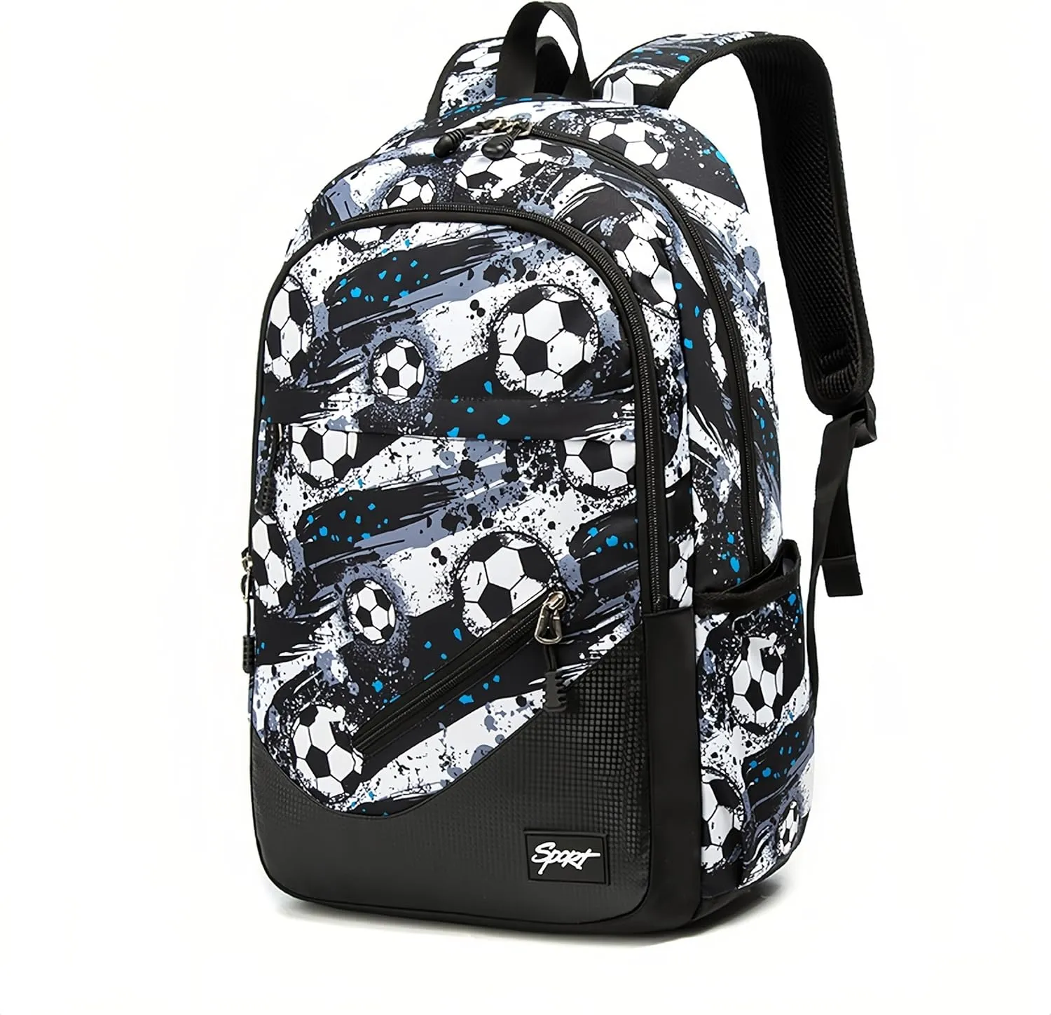 Soccer-Print Boys Backpack for School Kids Bookbag for Elementary School Football School Bag for Teens