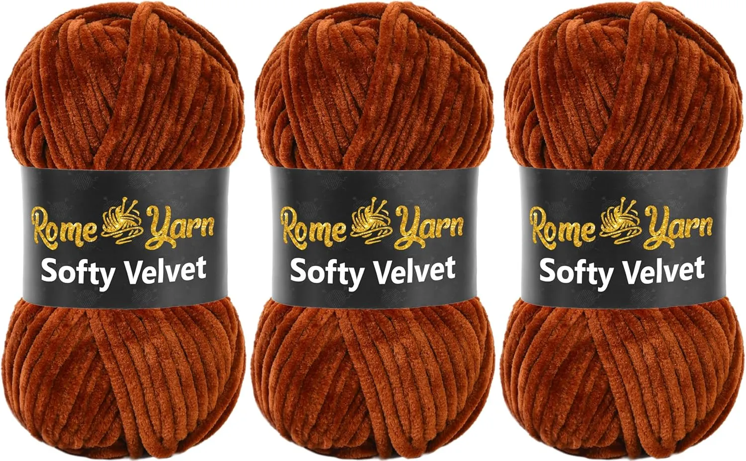 Softy Velvet Yarn | #5 Bulky, Chunky, Luxury, Chenille, Soft, Fluffy, Thick, Plush, Blanket Yarn for Crochet & Knitting (934 Copper)