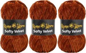 Softy Velvet Yarn | #5 Bulky, Chunky, Luxury, Chenille, Soft, Fluffy, Thick, Plush, Blanket Yarn for Crochet & Knitting (934 Copper)