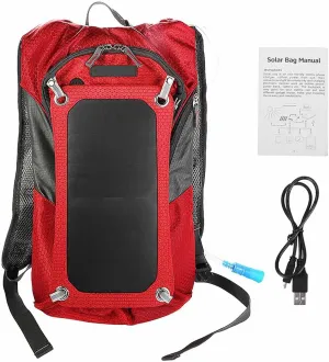 Solar Panel USB Output, Nylon Backpack Ventilated, 10L Capacity, for Business Travel, Hiking, Camping