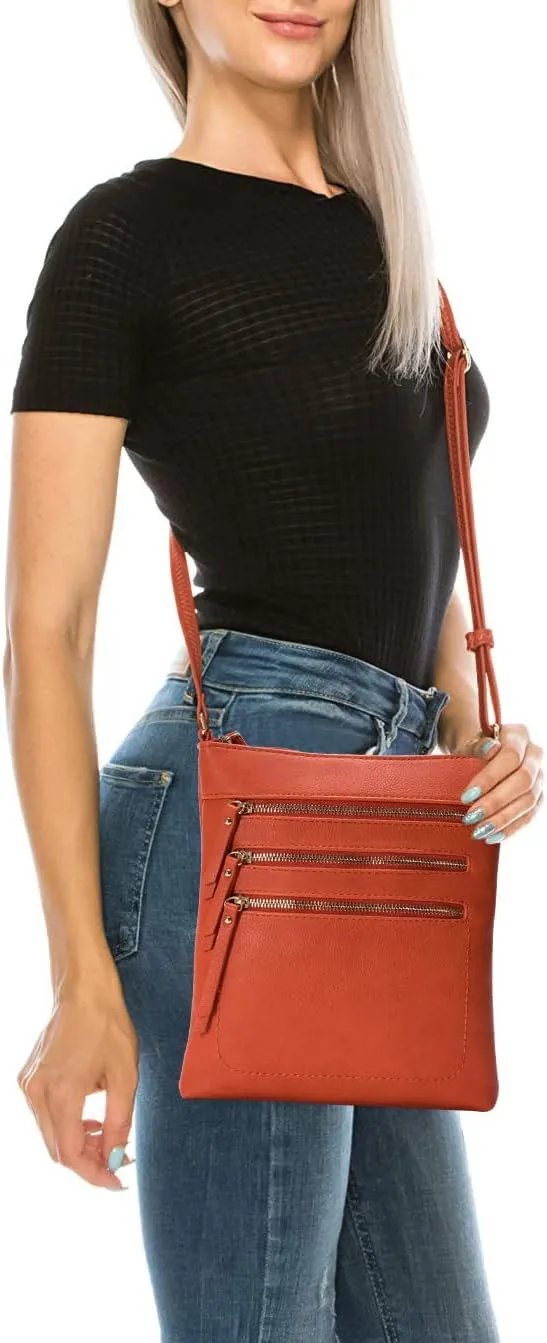 Solene Crossbody Bag Functional Multi Pocket Messenger Purse Top Zip Closure Shoulder Handbag With Adjustable Strap