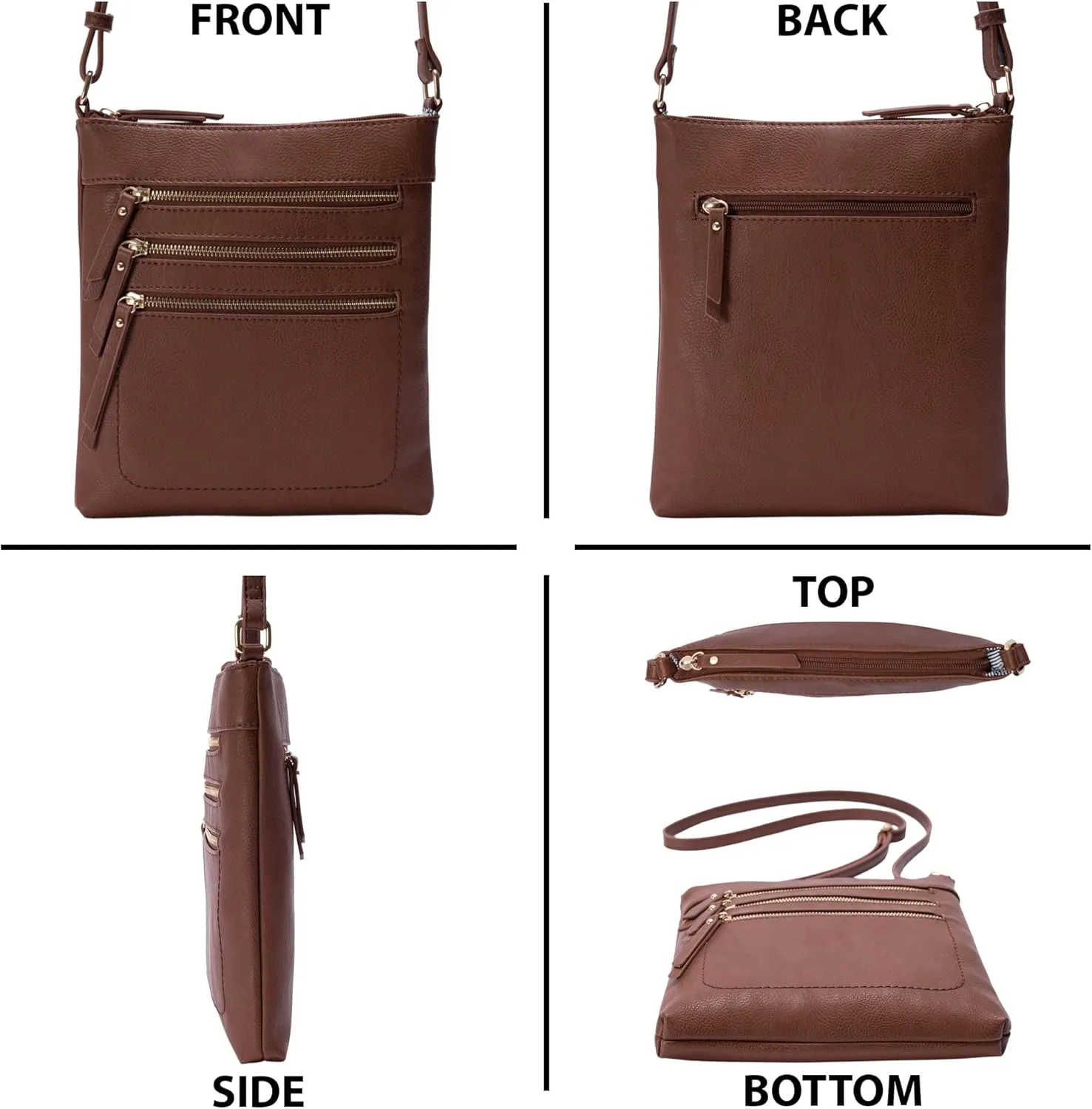 Solene Crossbody Bag Functional Multi Pocket Messenger Purse Top Zip Closure Shoulder Handbag With Adjustable Strap