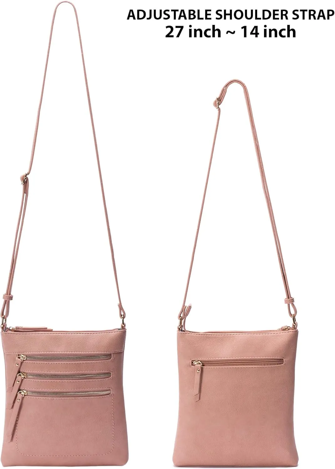 Solene Crossbody Bag Functional Multi Pocket Messenger Purse Top Zip Closure Shoulder Handbag With Adjustable Strap