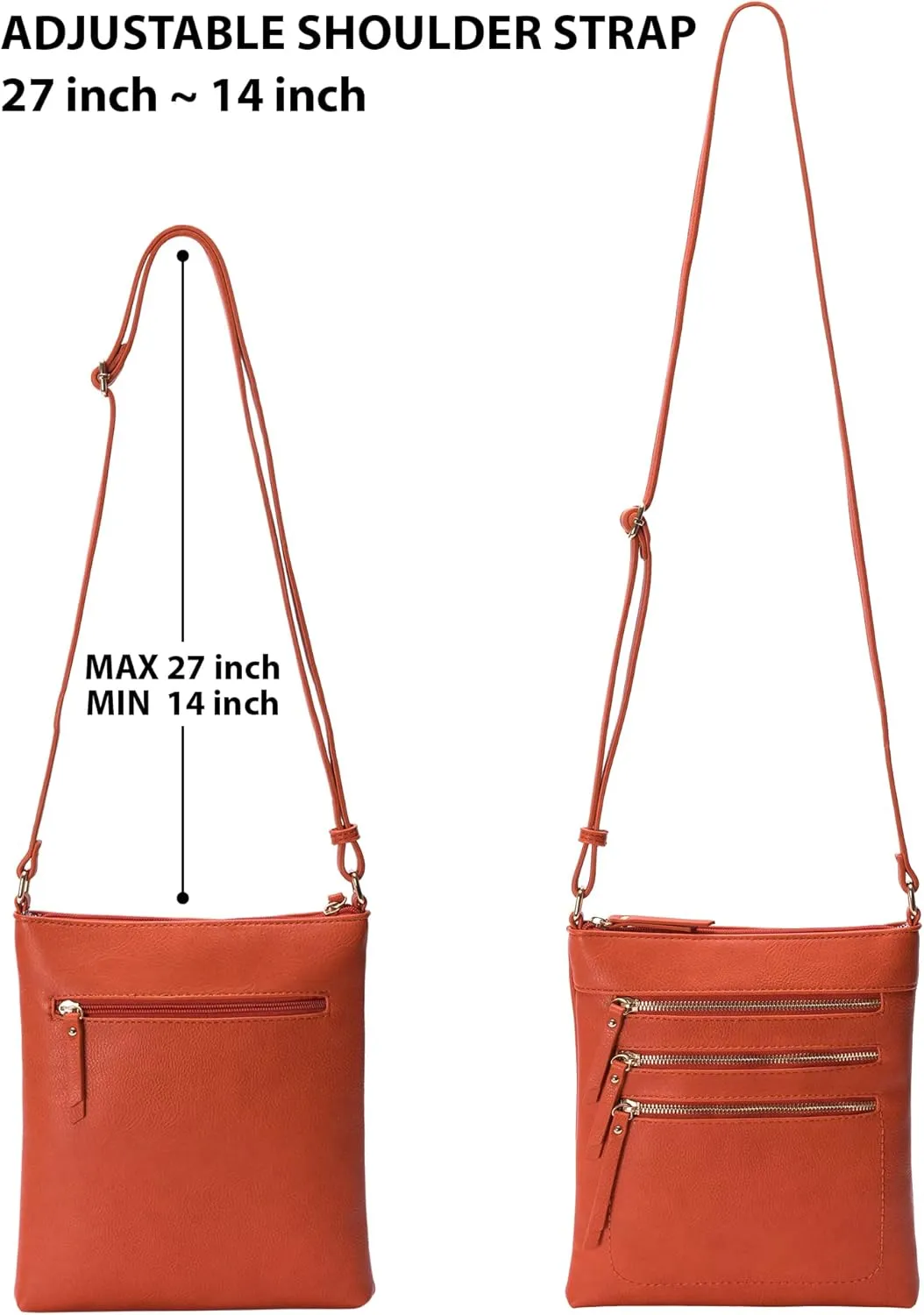 Solene Crossbody Bag Functional Multi Pocket Messenger Purse Top Zip Closure Shoulder Handbag With Adjustable Strap