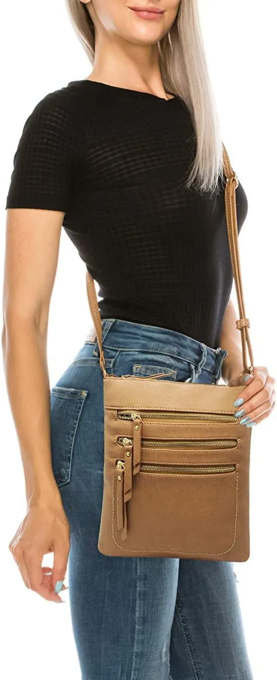 Solene Crossbody Bag Functional Multi Pocket Messenger Purse Top Zip Closure Shoulder Handbag With Adjustable Strap