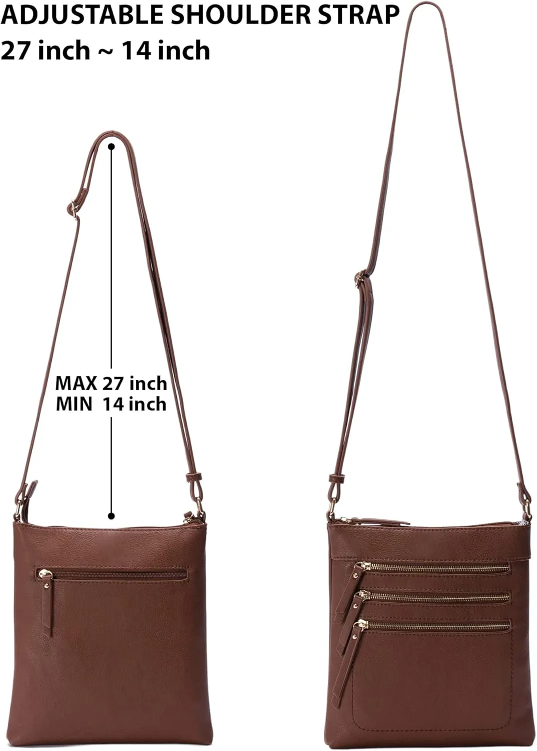 Solene Crossbody Bag Functional Multi Pocket Messenger Purse Top Zip Closure Shoulder Handbag With Adjustable Strap