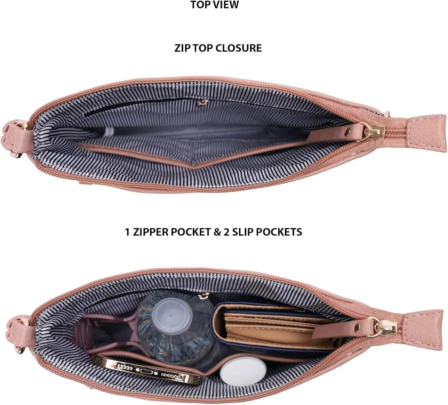 Solene Crossbody Bag Functional Multi Pocket Messenger Purse Top Zip Closure Shoulder Handbag With Adjustable Strap