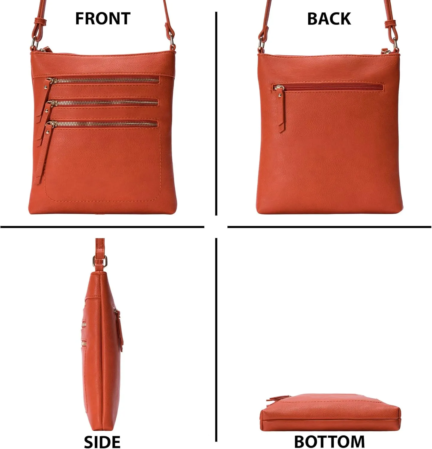 Solene Crossbody Bag Functional Multi Pocket Messenger Purse Top Zip Closure Shoulder Handbag With Adjustable Strap